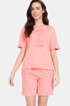 Zivame Peeking Barks Knit Cotton Shorts Set - Peach Nector — thumbnail 2